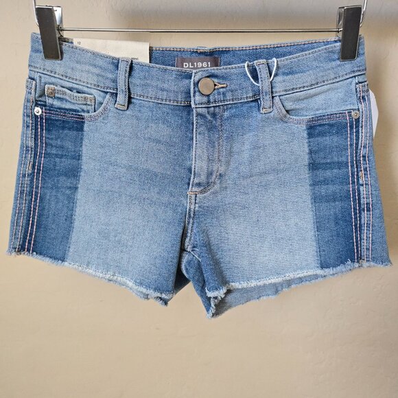 DL1961 Lucy Cutoff Two Tone Shadow Panel Denim Shorts - Picture 2 of 14